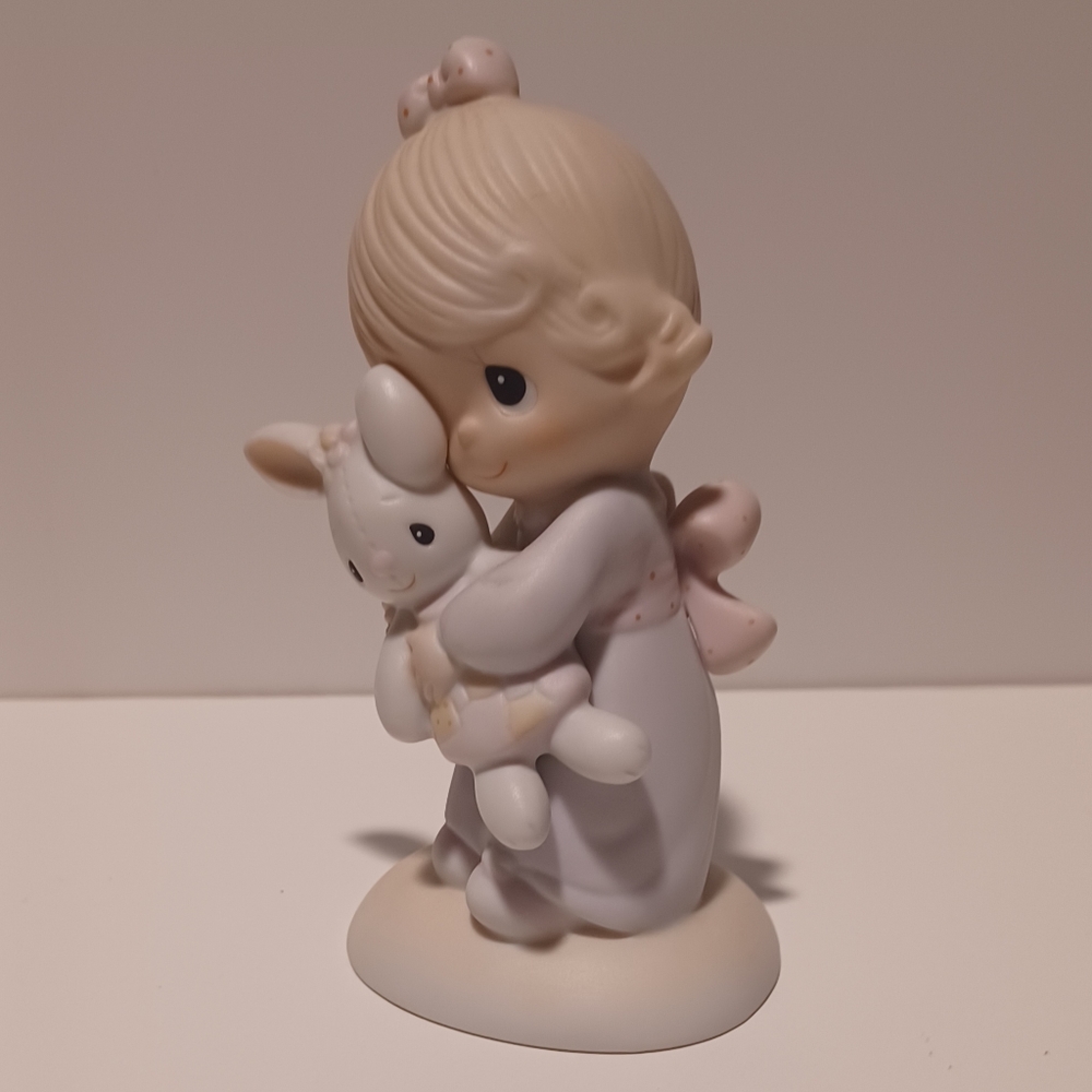 EUC Enesco Precious Moments "Jesus Loves Me" Girl Holding Bunny Figurine